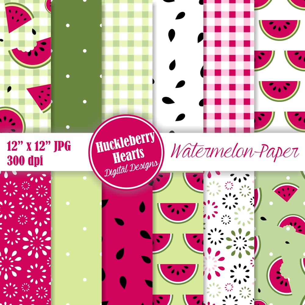 Download Watermelon Digital Scrapbook Paper | Huckleberry Hearts
