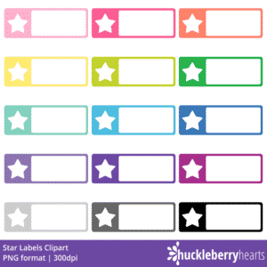 Star Labels Clipart - Huckleberry Hearts