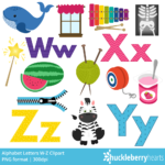Alphabet Letters W-Z Clipart - Huckleberry Hearts