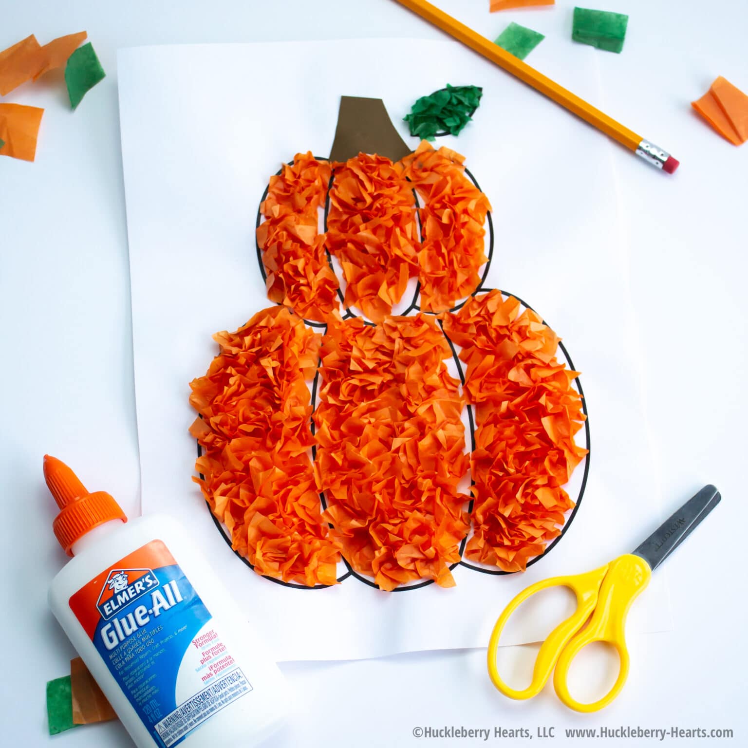 Easy Pumpkin Tissue Paper Craft for Kids - Huckleberry Hearts