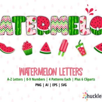 Assorted Watermelon Alphabet Letters Clipart and SVG Set