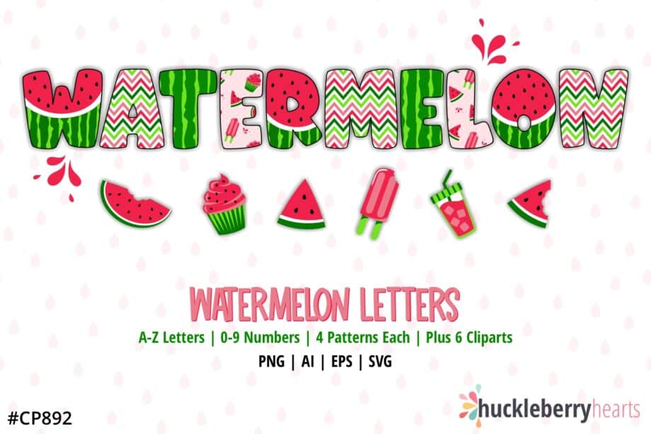 Assorted Watermelon Alphabet Letters Clipart and SVG Set