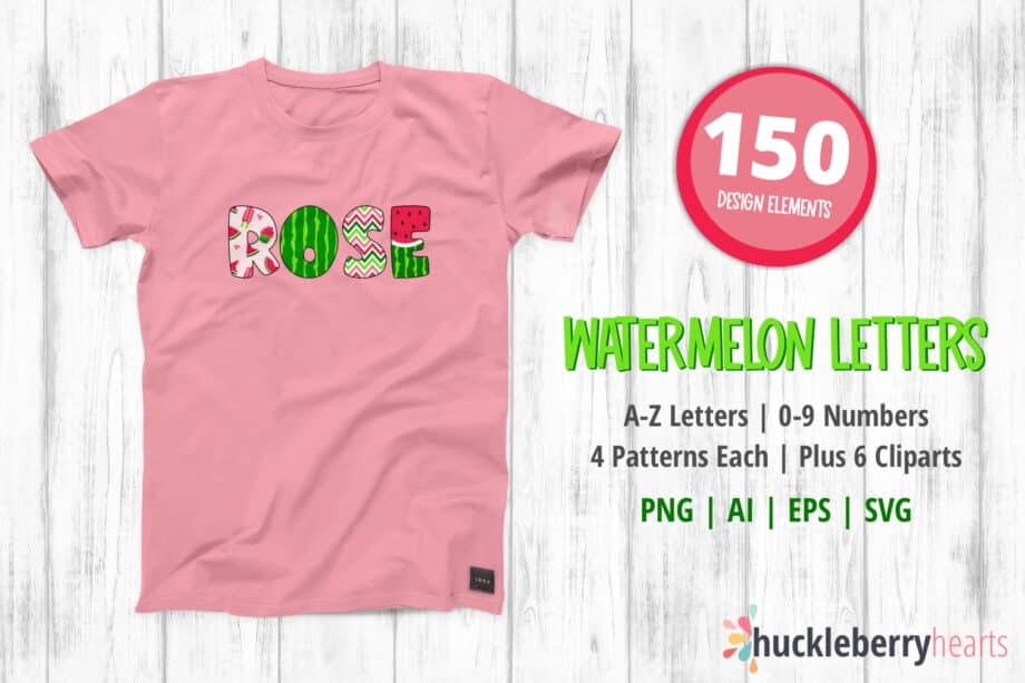 Assorted Watermelon Themed Alphabet Letters PNG Set