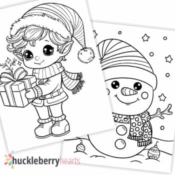 Assorted kids Christmas coloring pages