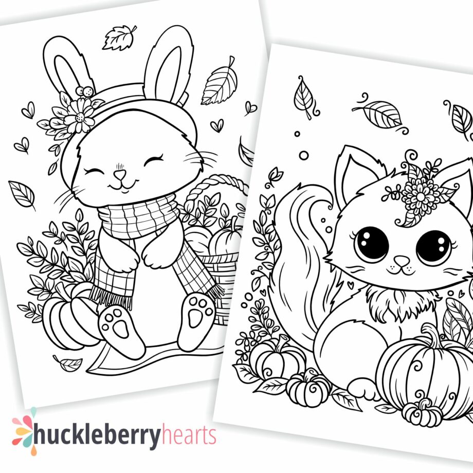 Autumn Animals Coloring Book Pages